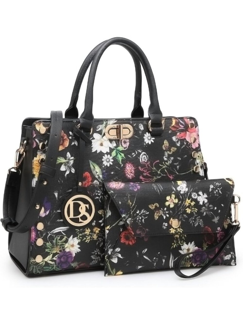 Stylish Medium Satchel Tote Bag & Clutch Set - Versatile Work & Shoulder Purse